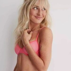✨ NWT $39.98 Aerie SMOOTHEZ Pink Mesh Unlined Bra – 34b ✨